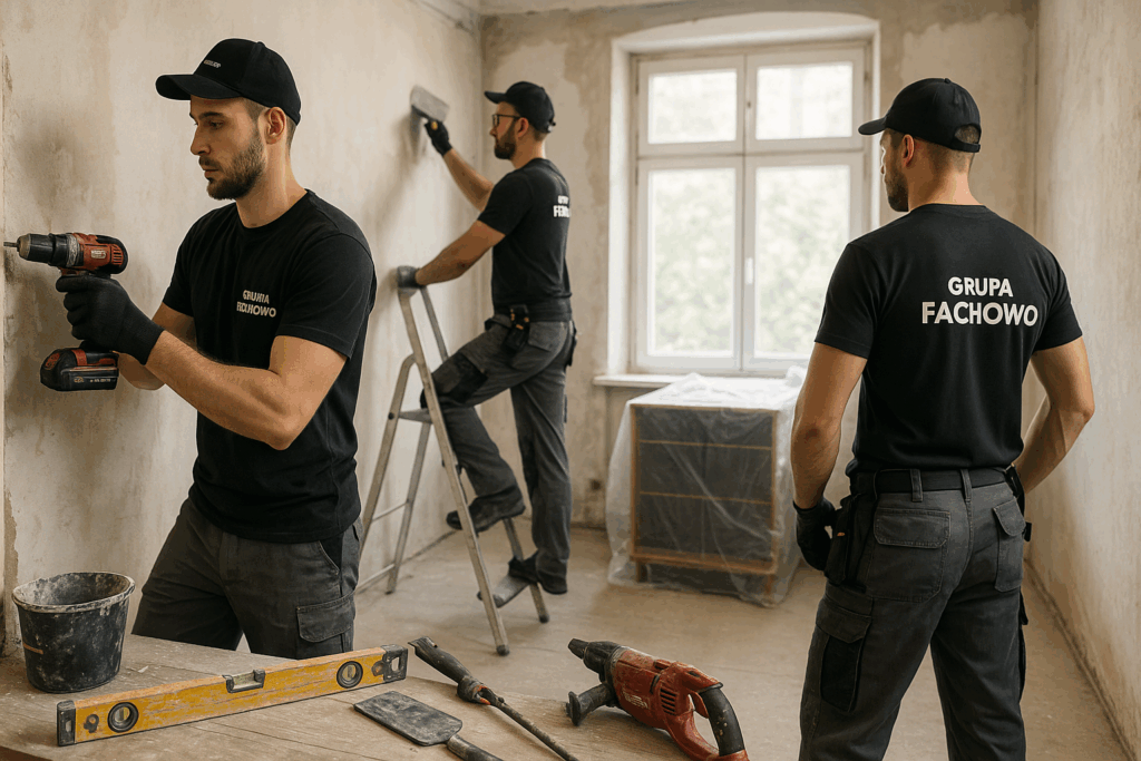 Ekipa remontowa Grupy Fachowo odnawia mieszkanie w Bytomiu